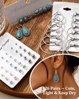 FAXHION 73PCS Western Silver Jewelry Set for Women, Boho Layered Necklaces & Stackable Rings Set, 14 Necklaces 15 Bracelets 26 Earrings 18 Knuckle Rings, Vintage Costume Jewelry Gift