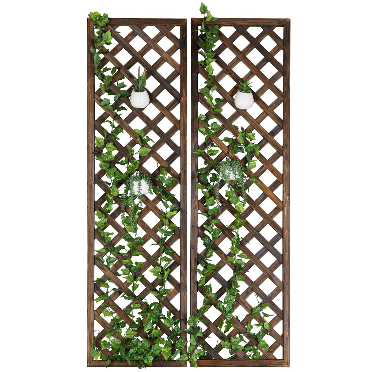 MyGift Wood Wall Hanging Garden Trellis for Climbing Plants, Set of 2