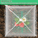 4 Sets Strawberry Plant Supports with Plant Protectors from Animals,Strawberry Growing Support Stakes with Mesh Plant Cover and Metal Garden Lawn Spikes Strawberry Planting Stand for Garden Vegetables