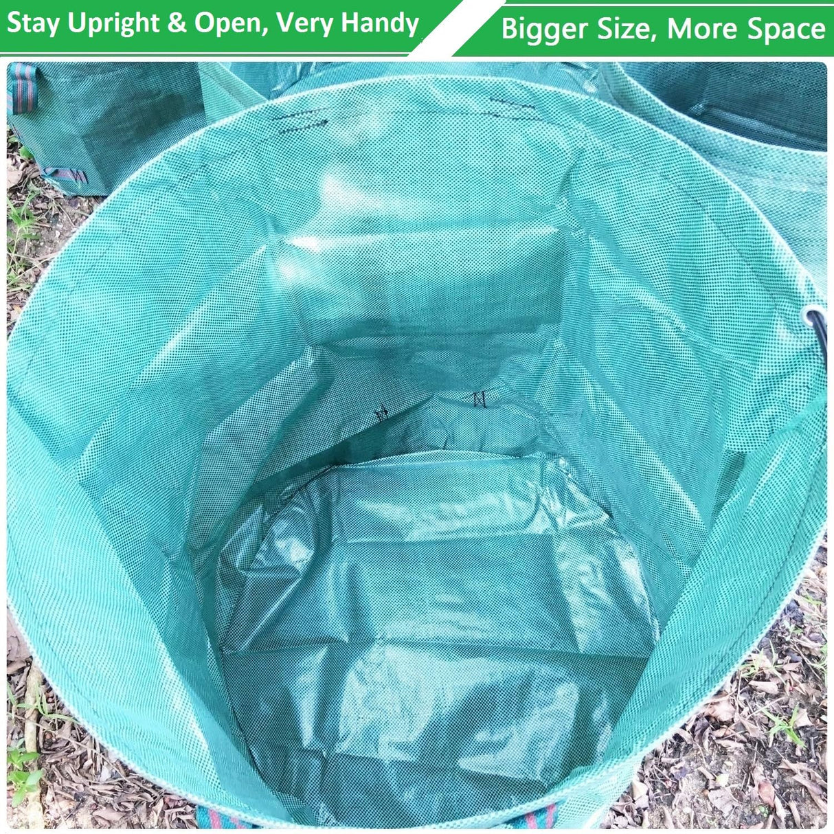 Standard 2-Pack 32 Gallon Lawn Garden Bags Big (D18,H30 in) Yard Waste Bags W/Gardening Gloves for Leaf Bag,Grass Clippings,Yard Debris Bin,Camping Trash Container,Recycling Bin,Laundry Bag 4 Handles