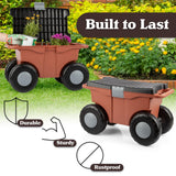 Pure Garden Rolling Garden Cart with Seat, Terracotta