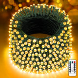 XURISEN 403FT 1000 LED Christmas Lights Outdoor Green Wire String Lights 8 Modes with Timer Memory Waterproof Fairy Light Plug in for Xmas Tree Wedding Yard Party Holiday Decorations(Warm White)