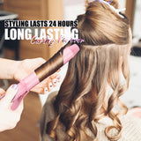 FARERY Long Barrel Curling Iron 1 1/4 inch, 1.25 Inch Curling Iron for Thin Hair, Infused Argan Oil & Keratin, 11 Adjustable Temp, Include Clips & Silicone Pad, Pink
