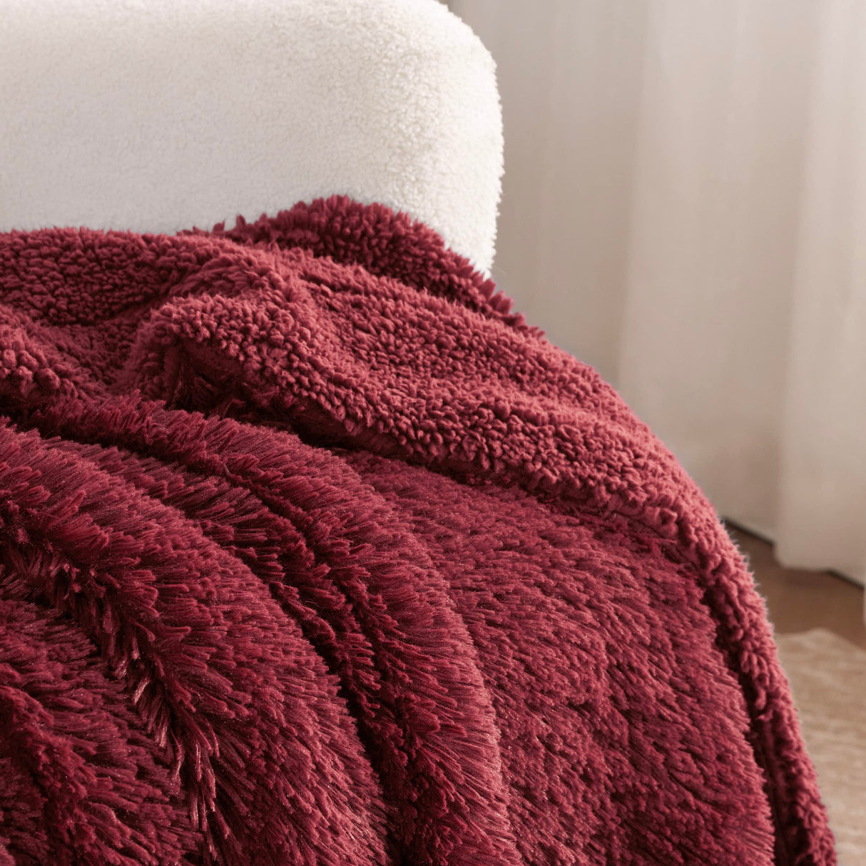 Bedsure GentleSoft Fluffy Burgundy Red Throw Blanket, Maroon Red Decor Gifts for Women, Soft Cozy Fuzzy Sherpa Fleece Plush Thick Warm Faux Fur Throws for Couch, Bed, Christmas Blanket for Mom, 50x60