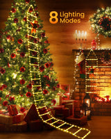 Toodour LED Christmas Lights - 10ft Christmas Decorative Ladder Lights with Santa Claus, Xmas Decorations Light for Indoor Outdoor, Window, Garden, Home, Wall, Xmas Tree Decor - Warm White