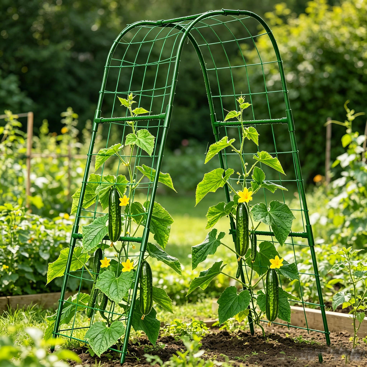 Cucumber Trellis for Raised Bed, U-Shape Garden Trellis for Climbing Plants Outdoor, Metal Arch Plant Support, Vegetables Trellis for Squash Grape Pea Bean Vines Flower (WxH=15.7x47inch)