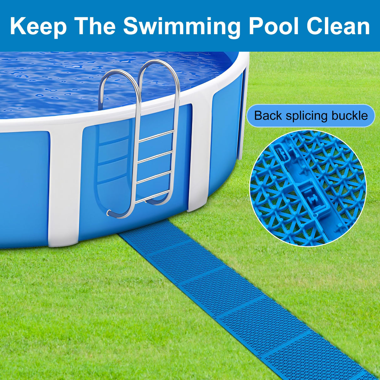Moonoom 16 Pcs Ground Pool Drainage Walkway, 10.3" x 10.3" Floor Protector Mat, Non-Slip Plastic Modular Interlocking Cushion for Protecting Lawn and Away From Litter