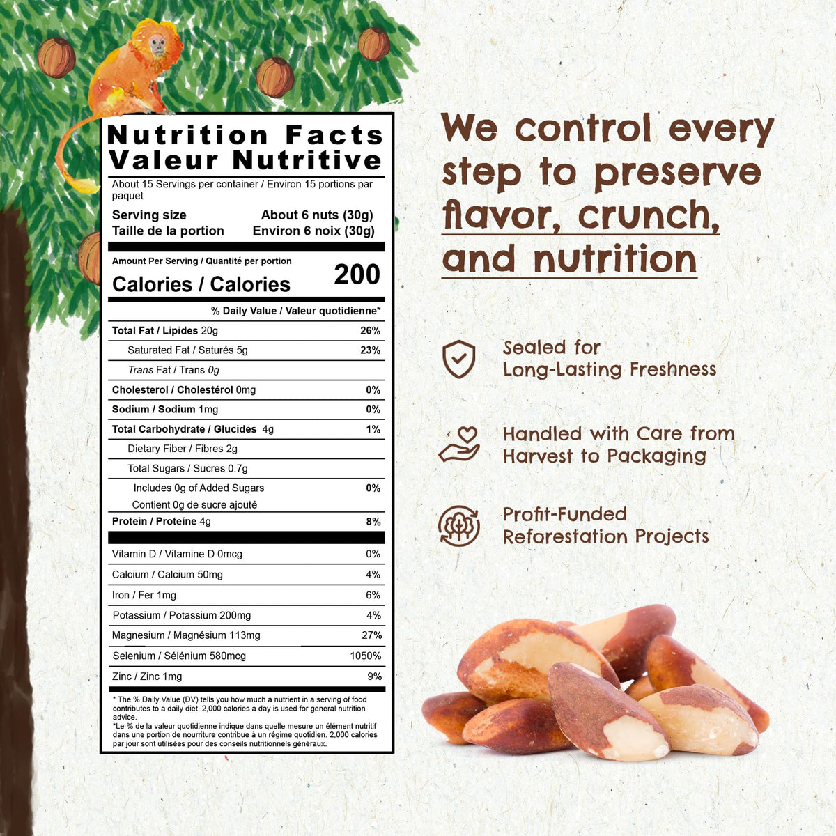 Forest Up The True Organic Brazil Nuts 15 oz Raw and Unsalted