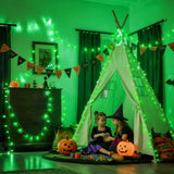 JMEXSUSS Connectable 100 LED Green Halloween Lights, 8 Modes Plug-in Green Christmas Lights Indoor, 33ft Clear Wire Twinkle String Light Outdoor for Halloween Christmas Tree Xmas Decor