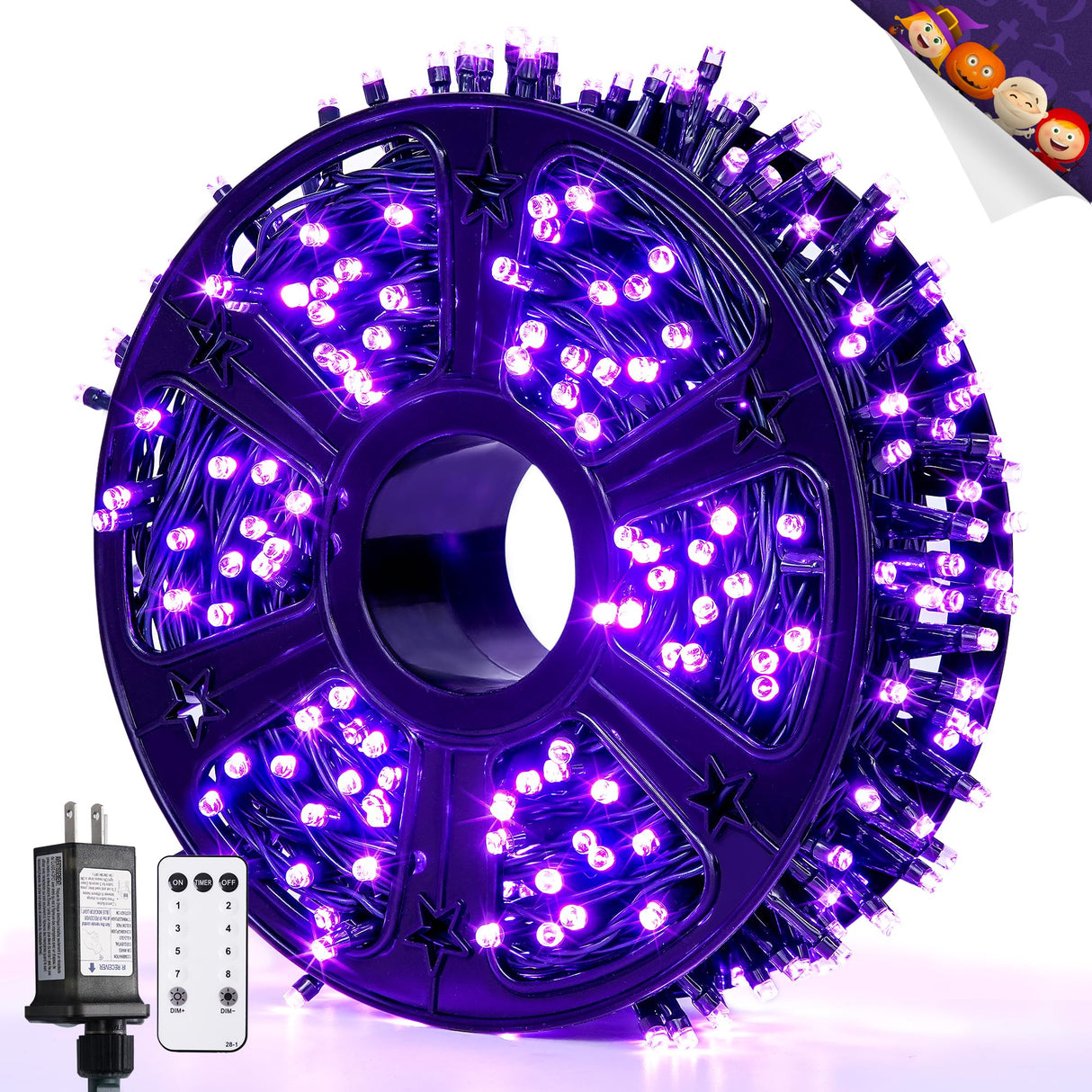 JMEXSUSS 400 LED Purple Halloween Lights Outdoor: 132ft Purple Lights Plug in with Remote - Indoor String Light for Halloween Christmas Decorations