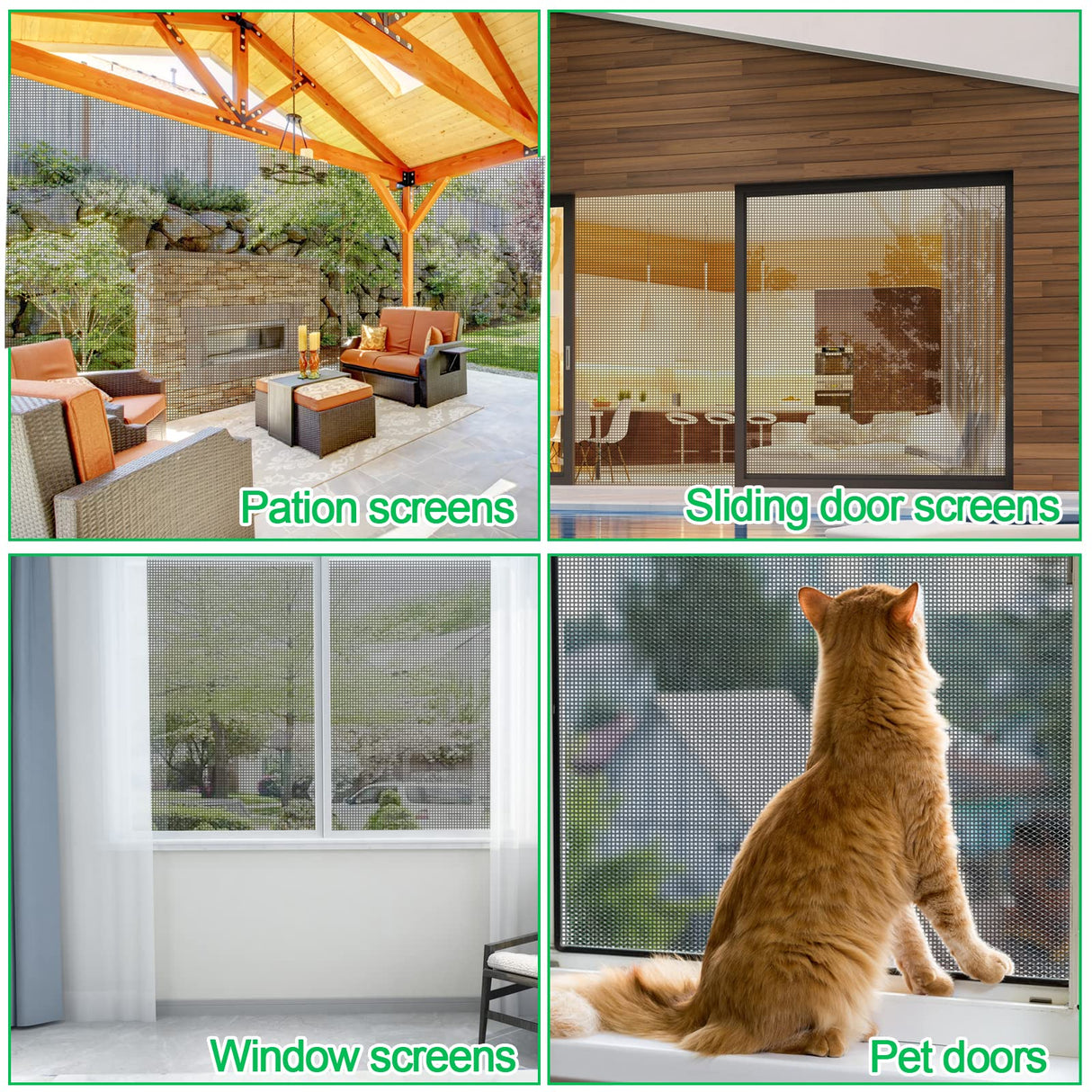 QWR Pet Proof Window Screen Replacement Kit, 48"x118" Durable High Hardness Screen Mesh Replacement Window Screens Repair Kit for Sliding Screen Door,Patio and Windows.(Folded Package with Tool Kit)