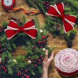 Syhood 2 Rolls Christmas Velvet Decorative Ribbons Rolls Craft DIY Fabric Cloth Wire Edge Ribbons for Craft Christmas Holiday Decoration(2.5 Inch x 50 Yard,Red)