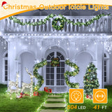 Ollny Icicle Lights for Outside 504LED 41FT, Cool White Christmas Light with Remote 8Modes Timers Waterproof, Plug in Connectable Hanging Lights for Outdoor Indoor House Roof Holiday