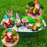 Mood Lab Garden Gnome Figurines Set (4 pcs) - 3.5" H Miniature Decorative Statues & Accessories - Outdoor & Indoor Garden Decor