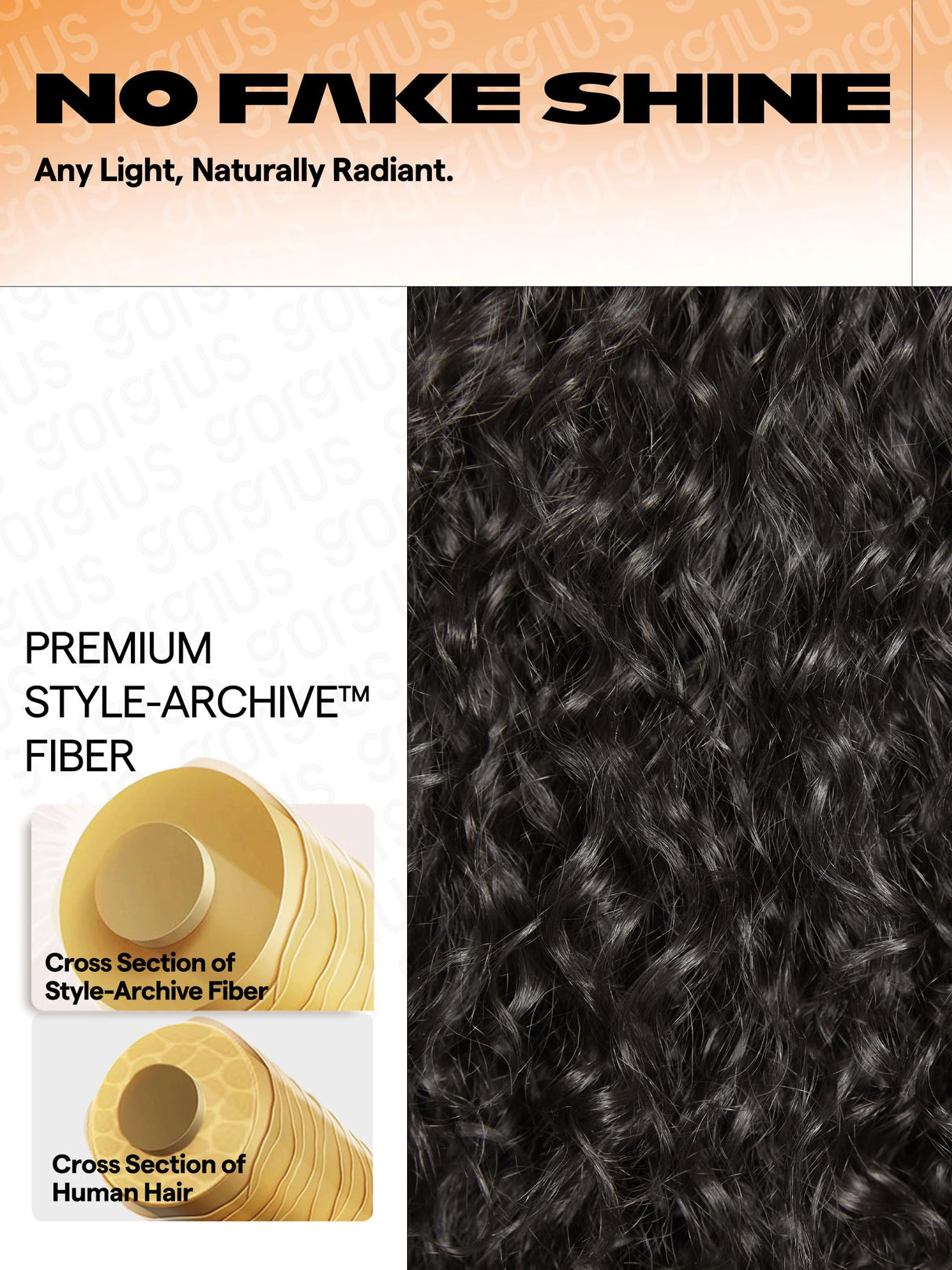 GORGIUS Glueless Curly Lace Front Wig Pre Plucked Middle Part Closure Wig 20 Inch Natural Black Pre Cut Synthetic Curl Wig Upgraded with Premium Human-Hair-Like Fiber