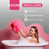 SolDove Bath Sponge Exfoliating Washcloth for Body African Net Shower Exfoliating Towel Back Scrubber Shower Rag Bath Accessories for Smoother Skin (Pink)