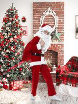 FancyFun Santa Claus Costume for Kids, 9PCS Boys Christmas Suit Kids Santa Costume Outfit Velvet For Boys Christmas Cosplay, 8-10Years