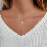 Annika Bella Gold Cross Necklace, 16-18 Inches Gold Chain, Womens Small Simple Cross Pendant Necklaces, Faith Gift for Her, Christian Jewelry (Gold)