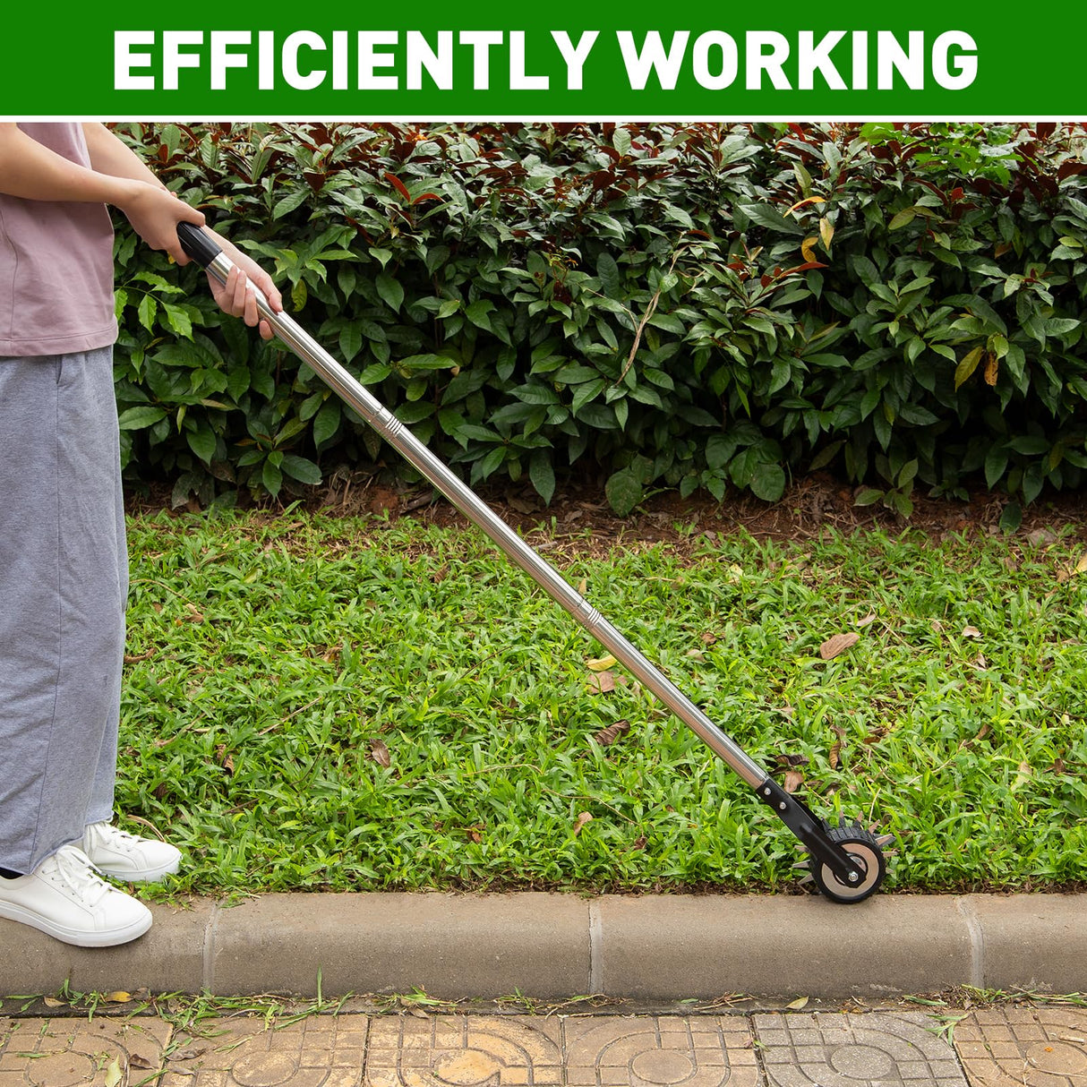 BlumWay 67 Inch Rotary Wheel Edge Trimmer, Rotary Shears, Manual Sidewalk Edgers, Length 23.6" to 67", Heavy Duty Stainless Steel Handle with Sharp Blades/Gloves