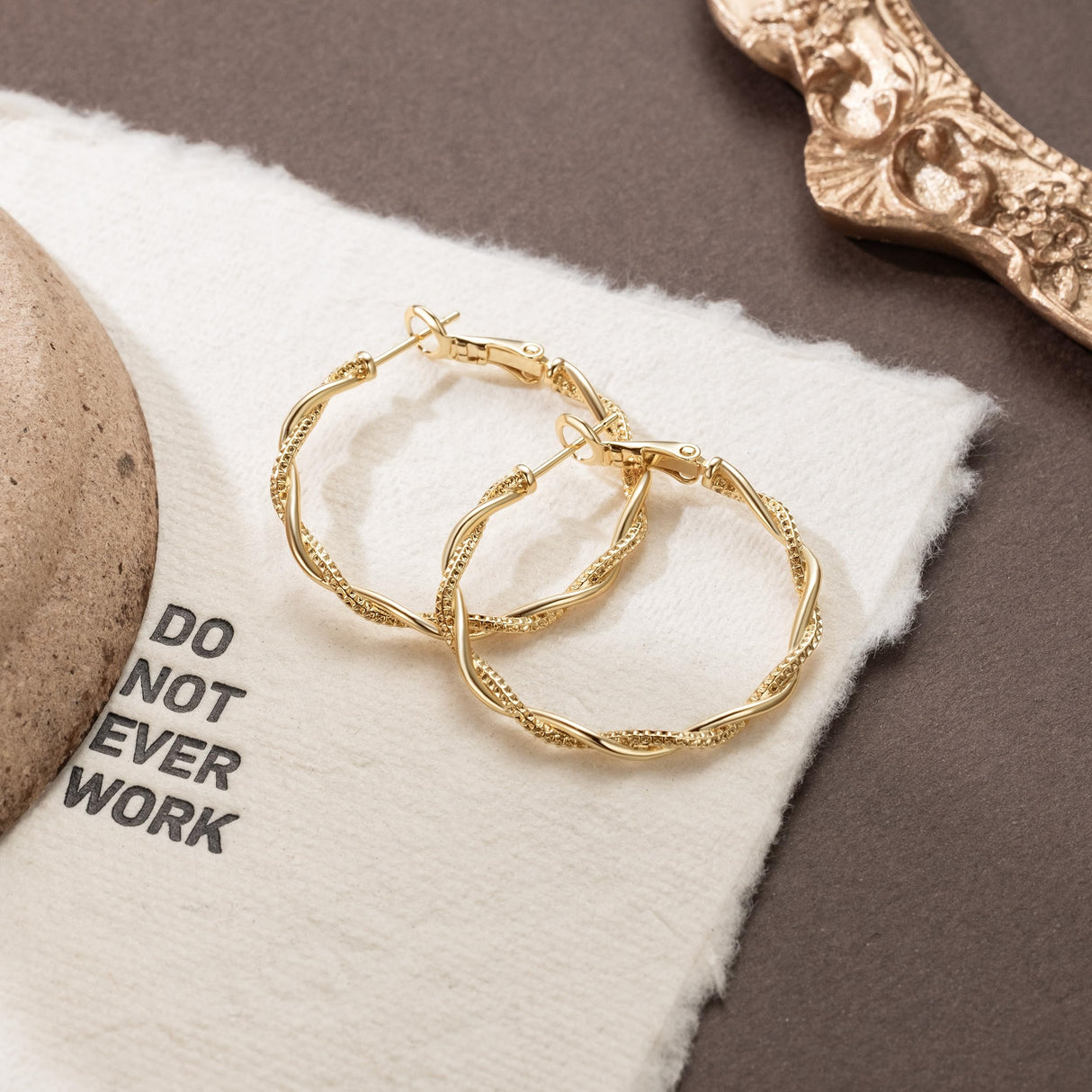 SPACMAG Gold Hoop Earrings for Women 14K Gold Earrings for Women 34mm