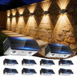 Toeuie Solar Fence Lights Outdoor, 10 Pack 100LM Fence Lights Solar Powered Waterproof, 9 Color Modes, Up & Down LED Focused Beam, 12H Dusk to Dawn Glow for Pool/Patio/Wall/Backyard - Black