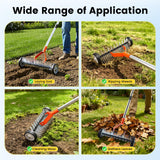 Thatch Rake with Wheels, 37-65.35'' Adjustable Dethatching Roller Rake Adjustable 0-12° Angle Stainless Steel Blades Heavy Duty Manual Dethatcher , Lawn Thatcher Rakes for Moss, Grass, Leaves, Debris