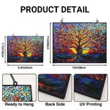 HYPESTYLE Rectangle Tree of Life Stained Glass Window Hanging, 15" W X 11" H Stained Glass Panel with Chain, Suncatchers for Windows Hanging Decorations, Gifts for Mom, Grandma, Wife, Sister