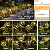 Anordsem Solar Lights Outdoor Decorative: Bendable Copper Wire with 120 LED Firework Beads - Waterproof 2 Warm Lighting Modes Yard Garden Patio - Christmas Gifts for Homeowner Over 30