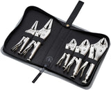Amazon Basics 5-Piece CR-V Locking Pliers Set with Wire Cutters, 2 Straight Jaw, 3 Curved Jaw, 6.5-10 inch, Silver, Carrying Case