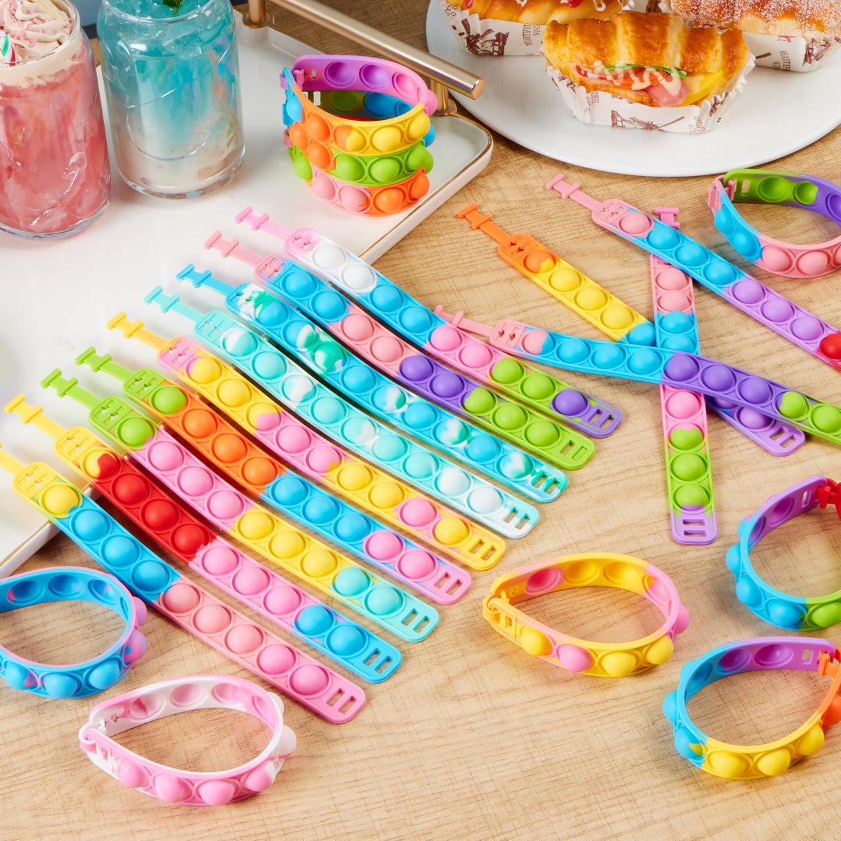 JOYIN Pop Fidget Toys pops Bulk 100 Pack Party Favors for Kids 4-8,8-12 Year, Fidget Bracelets Sensory Toys for Birthday Carnival Halloween Christmas Prizes Gifts Goodie Bags Stuffers for Kids