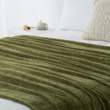 LONG CREATE Chenille Throw Blanket for Couch 50" x 60", Olive Green