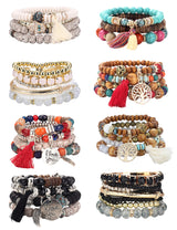 8 Sets Bohemian Stackable Bead Bracelets for Women Stretch Multilayered