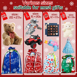 38PCS Christmas Drawstring Gift Bags Assorted Size Small Medium Large, Holiday Xmas Presents Wrapping Bags with Tags