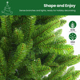 SHareconn 7.5ft Prelit Premium Artificial Classic Spruce Christmas Tree with Pre-lit 350 Warm White Lights, 1170 Branch Tips and Foldable Stand, Perfect Choice for Xmas Decoration, 7.5 FT, Green