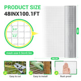 Land Guard Hardware Cloth 1/2 Inch 48inx100.1ft 19 Gauge Square Chicken Wire Fence Mesh Roll Raised Garden Bed Plant Supports Poultry Netting Cage Snake Fence…