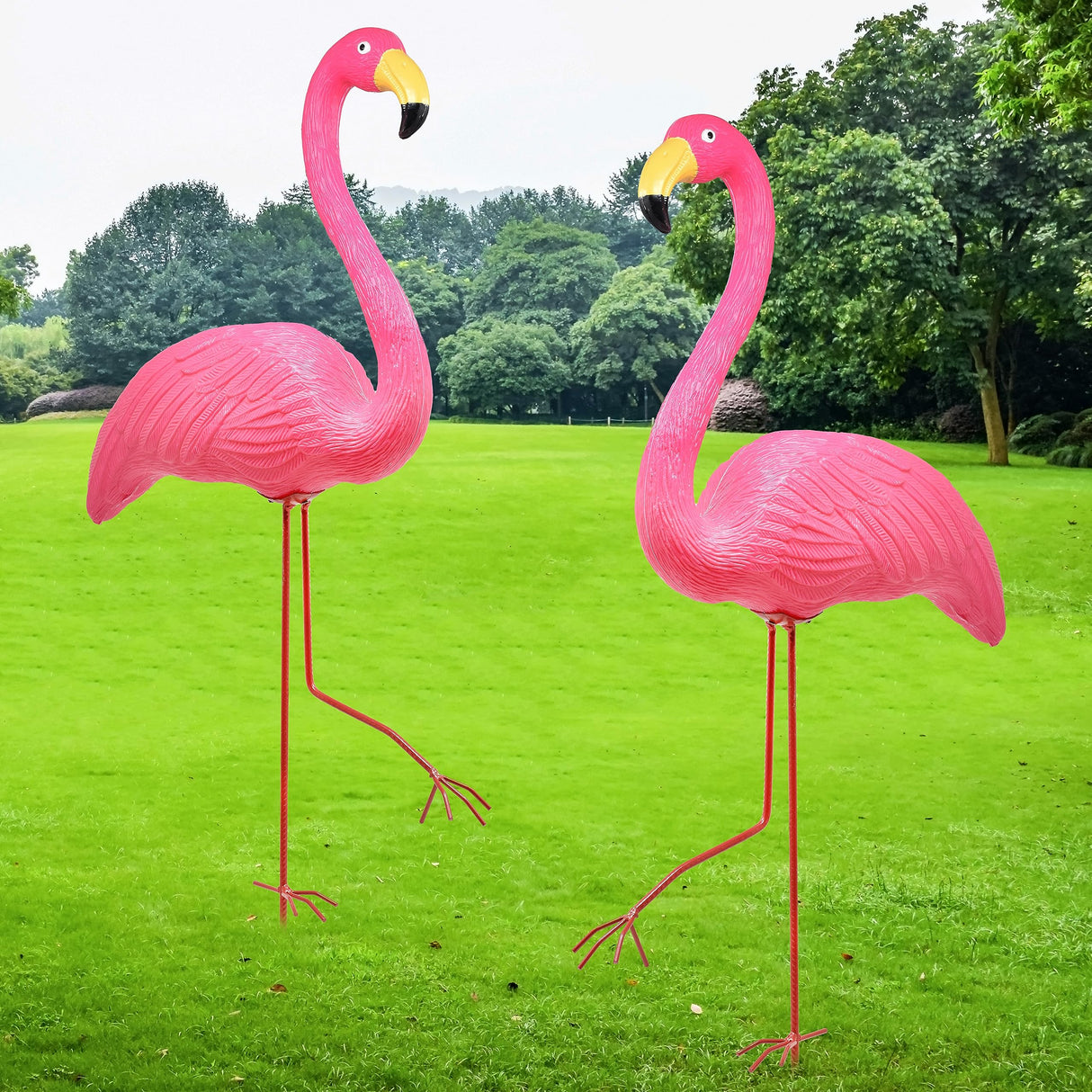 Pink Flamingos Yard Decorations Decor Ornaments for Outdoor Lawn Garden 2pk
