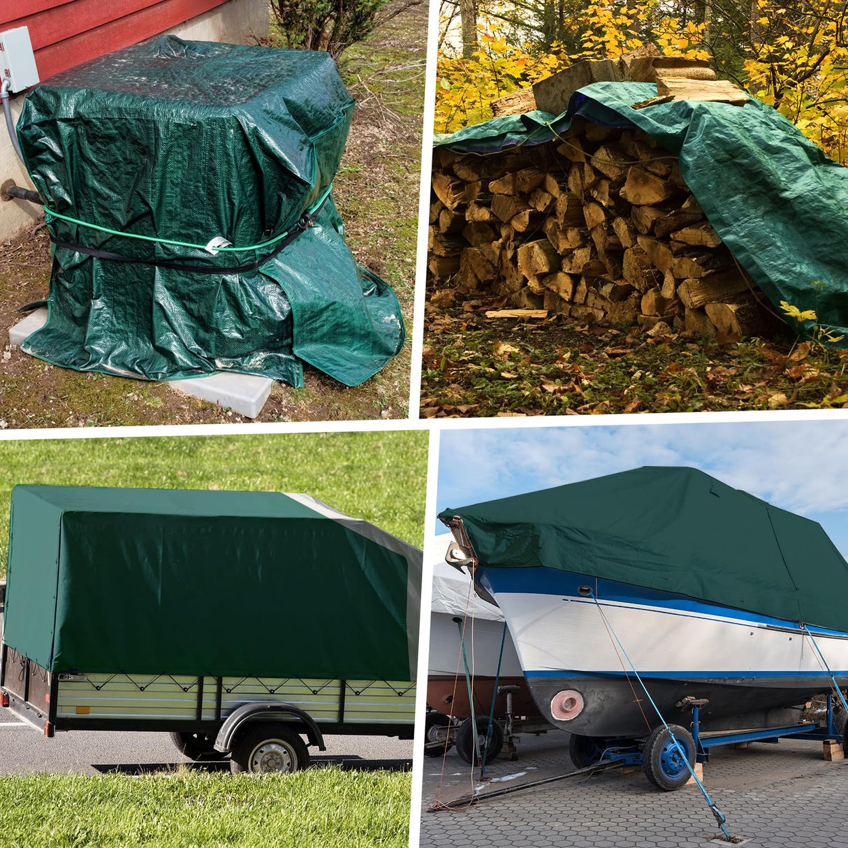 Winpull Tarp 10x20 Feet 16 Mil Heavy Duty Waterproof Tarp, Large Multipurpose Cover with Brass Grommets and Reinforced Edges, UV Resistant Thick Poly Tarps for Outdoor Camping Tent Pool Car, Green