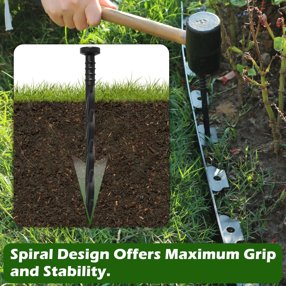 Gardzen 100 pcs Landscape Edging Anchoring Spikes, 6 inches Yard Lawn Paver Edging Stakes for Weed Barrier, Garden Fence, Artificial Turf
