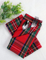 COTTON CRAFT Christmas Tartan Plaid Cloth Napkins - 12 Pack 100% Cotton