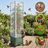 4 Pcs Garden Bird Netting Plant Cover for Square Tomato Cage, 59" x 17.7" Insect Bird Barrier Tomato Cage Net with Zipper & Drawstring, Tomato Trellis Netting Protection Cover for Protecting Plants