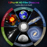 Galaxy Projector for Bedroom, HD Image Star Projector Galaxy Light Adjustable Knob, 13 Film Discs Planetarium Projector for Kids, 360° Rotating 1/2h Timer Simple 3-Button Control Black&White