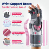 FEATOL Carpal Tunnel Wrist Brace & Compression Arthritis Glove Set For Women- Short Wrist Brace Daytime Support- Pain Relief For Work, Typing, Tendonitis, Sprains- Right Hand, Medium