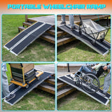WHALEMOTOR Portable Wheelchair Ramp 6FT, Anti-Slip Aluminum Folding Portable Ramp, Wheelchair Ramps for Home, Weight Capacity Up to 600 LBS, with Transition Plates Above and Below