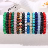 FIRAZIO 16PCS Semi-Precious Gemstone Bracelet - Crystal Stone Beaded Bracelets for Women Men 8mm Round Beaded Stretch Bracelets Unisex Yoga Bracelets Gifts (16Pcs)