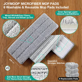 JOYMOOP Mop and Bucket Set with Wringer, Flat Mops for Floor Cleaning, Wall Mop Cleaner with Long Handle, Hardwood Floor Mop with 6 Microfiber Pads