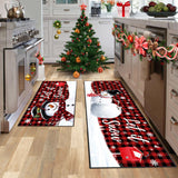 JWXCBIM Let It Snow Christmas Snowman Kitchen Rugs and Mats Set of 2, Buffalo Plaid Winter Snowflake Xmas Holiday Home Kitchen Decor Floor Mats, Washable Non-Slip Sink Carpet 17x30+17x47 Inches