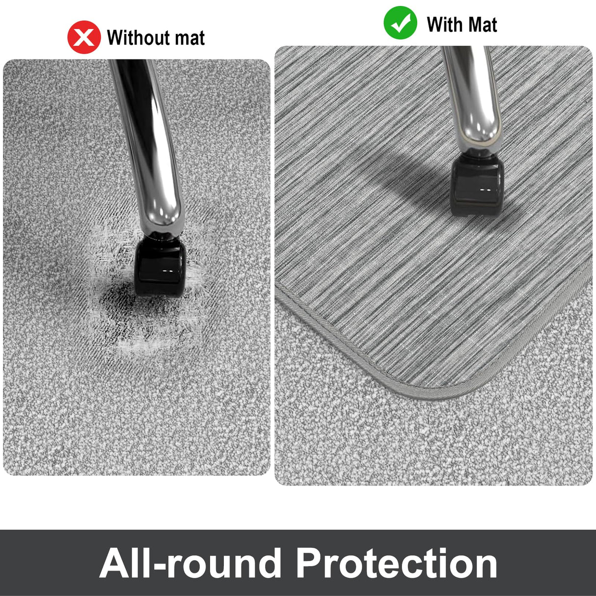 Perfect for Carpet Floors: Protect Your Floor from Scratches and dust of Any Kind with This Perfect Chair mat for Carpeted Floors. The Office Chair mat is Designed for Most Carpet Floors.