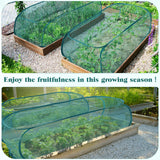 Threehoney 3 Pcs 45" x 20" x 18" Foldable Garden Rows Plants Cover Vegetable Mesh Plant Protector Net Cage Guard with Ground Nails for Protecting Vegetables Fruits Seedlings Flowers