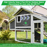 blessny Solar 3 Fan Kit for Intake or Exhaust air, Weatherproofed Solar Powered Fans for Outside Chicken Coops, Greenhouses, Shed, Pet House Air Ventilation