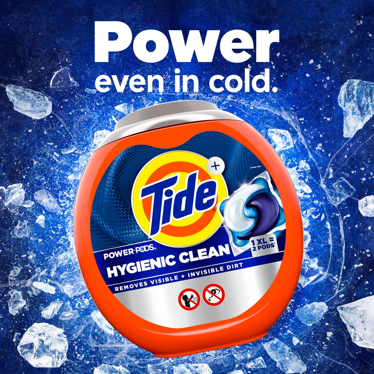 Tide Power PODs Hygienic Clean Heavy Duty Liquid Laundry Detergent Pacs, Free and Clear of Dyes and Perfumes, For Visible and Invisible Dirt, 45 Count, HE Compatible